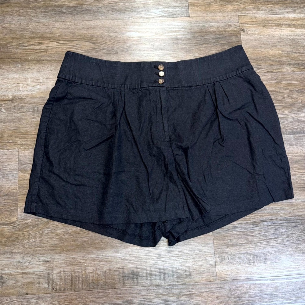 Lane Bryant Black Linen Blend Mid-Rise High-Waist Shorts Womens Plus Size 20